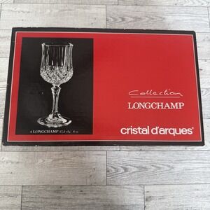 Cristal d'Arques Longchamp Crystal Wine 6oz Set of 4 With Box Made In France
